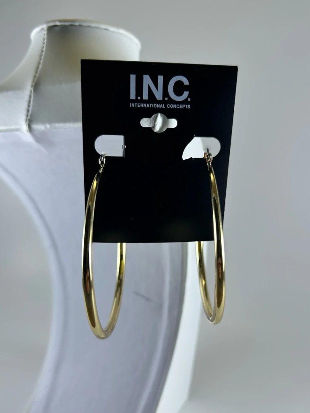 INC International Concepts Shiny Gold Large Hoop Earrings